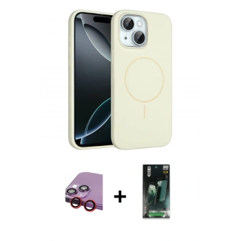 MARSİLYAN™- iPhone 14 Kılıf Yankı Form Serisi - Şeffaf 360 Full Body Arka Koruyucu + Raze Metal Kamera Lens - KI