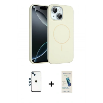 MARSİLYAN™- iPhone 14 Kılıf Yankı Form Serisi - Şeffaf Pasifik Cam Ekran Koruyucu + Shine Kamera Lens - MI