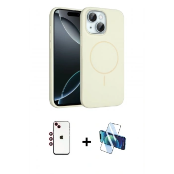 MARSİLYAN™- iPhone 14 Kılıf Yankı Form Serisi - Siyah 3D Antistatik Cam Ekran Koruyucu + Shine Kamera Lens - KI