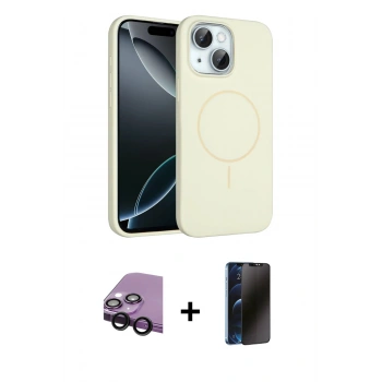 MARSİLYAN™- iPhone 14 Kılıf Yankı Form Serisi - Siyah 3D Antistatik Hayalet Cam Ekran Koruyucu + Raze Metal Kamera Lens - SH