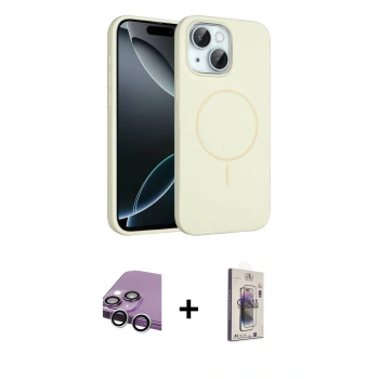 MARSİLYAN™- iPhone 14 Kılıf Yankı Form Serisi - Siyah Bilvis 3D Cam Ekran Koruyucu + Raze Metal Kamera Lens - GS