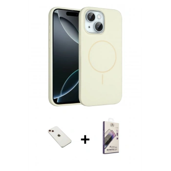 MARSİLYAN™- iPhone 14 Kılıf Yankı Form Serisi - Siyah Bilvis 3D Mat Cam Ekran Koruyucu + Diamond Kamera Lens - KI