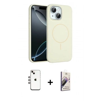 MARSİLYAN™- iPhone 14 Kılıf Yankı Form Serisi - Siyah Bilvis 3D Mat Cam Ekran Koruyucu + Shine Kamera Lens - GI