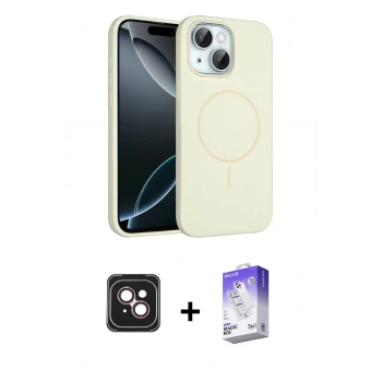 MARSİLYAN™- iPhone 14 Kılıf Yankı Form Serisi - Siyah Bilvis 5in1 3D Magic Cam Ekran Koruyucu + PVD Metal Kamera Lens - PE