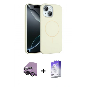 MARSİLYAN™- iPhone 14 Kılıf Yankı Form Serisi - Siyah Bilvis 5in1 3D Magic Cam Ekran Koruyucu + Raze Metal Kamera Lens - SH