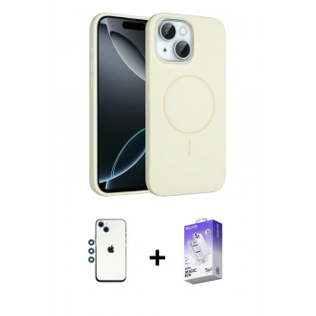 MARSİLYAN™- iPhone 14 Kılıf Yankı Form Serisi - Siyah Bilvis 5in1 3D Magic Cam Ekran Koruyucu + Shine Kamera Lens - MI