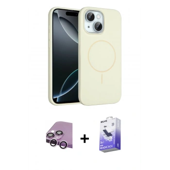 MARSİLYAN™- iPhone 14 Kılıf Yankı Form Serisi - Siyah Bilvis 5in1 5D Magic Hayalet Cam Ekran Koruyucu + Raze Metal Kamera Lens - MR