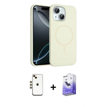 MARSİLYAN™- iPhone 14 Kılıf Yankı Form Serisi - Siyah Bilvis 5in1 5D Magic Hayalet Cam Ekran Koruyucu + Shine Kamera Lens - GD