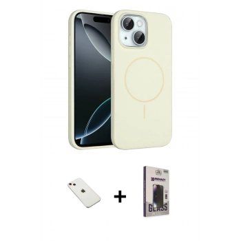 MARSİLYAN™- iPhone 14 Kılıf Yankı Form Serisi - Siyah Bilvis Hayalet Cam Ekran Koruyucu + Diamond Kamera Lens - PE