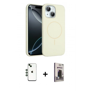MARSİLYAN™- iPhone 14 Kılıf Yankı Form Serisi - Siyah Bilvis Hayalet Cam Ekran Koruyucu + Shine Kamera Lens - YL