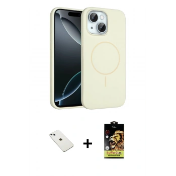 MARSİLYAN™- iPhone 14 Kılıf Yankı Form Serisi - Siyah Buffer Cam Ekran Koruyucu + Diamond Kamera Lens - SABE