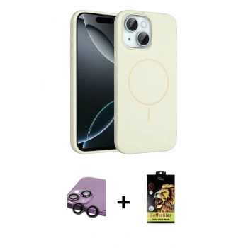 MARSİLYAN™- iPhone 14 Kılıf Yankı Form Serisi - Siyah Buffer Cam Ekran Koruyucu + Raze Metal Kamera Lens - SH