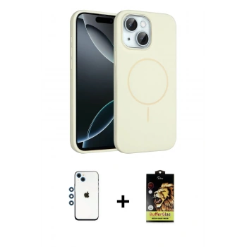 MARSİLYAN™- iPhone 14 Kılıf Yankı Form Serisi - Siyah Buffer Cam Ekran Koruyucu + Shine Kamera Lens - MI