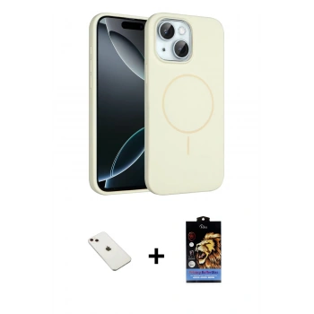 MARSİLYAN™- iPhone 14 Kılıf Yankı Form Serisi - Siyah Buffer Hayalet Cam Ekran Koruyucu + Diamond Kamera Lens - PE