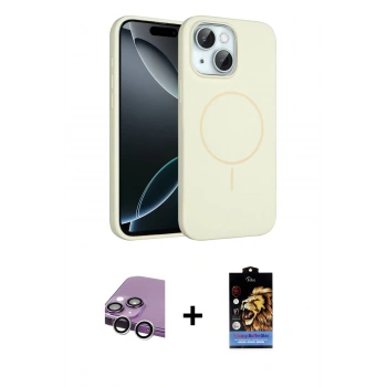 MARSİLYAN™- iPhone 14 Kılıf Yankı Form Serisi - Siyah Buffer Hayalet Cam Ekran Koruyucu + Raze Metal Kamera Lens - GS