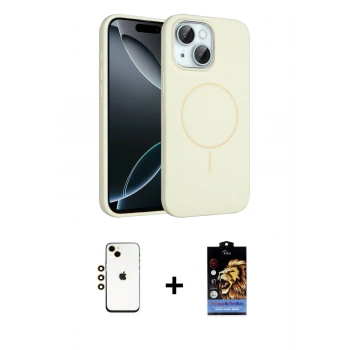 MARSİLYAN™- iPhone 14 Kılıf Yankı Form Serisi - Siyah Buffer Hayalet Cam Ekran Koruyucu + Shine Kamera Lens - GD