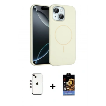 MARSİLYAN™- iPhone 14 Kılıf Yankı Form Serisi - Siyah Buffer Hayalet Cam Ekran Koruyucu + Shine Kamera Lens - GI
