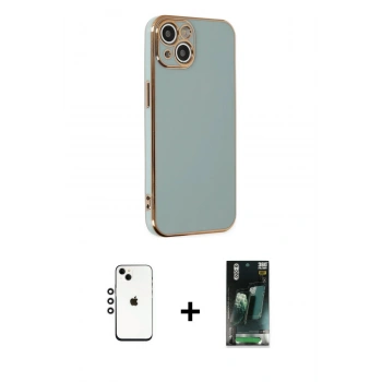 MARSİLYAN™- iPhone 14 Kılıf Yankı Serisi - Şeffaf 360 Full Body Arka Koruyucu + Shine Kamera Lens - GS