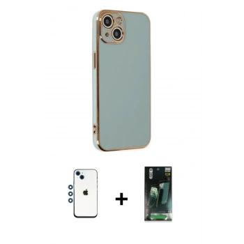MARSİLYAN™- iPhone 14 Kılıf Yankı Serisi - Şeffaf 360 Full Body Arka Koruyucu + Shine Kamera Lens - MI