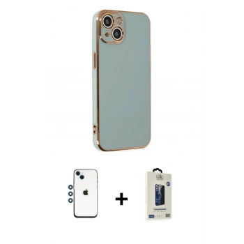 MARSİLYAN™- iPhone 14 Kılıf Yankı Serisi - Siyah Bilvis Hayalet Cam Ekran Koruyucu + Shine Kamera Lens - MI