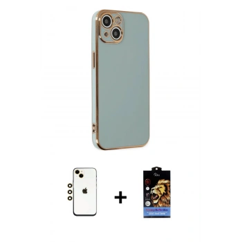 MARSİLYAN™- iPhone 14 Kılıf Yankı Serisi - Siyah Buffer Hayalet Cam Ekran Koruyucu + Shine Kamera Lens - GD
