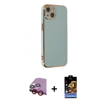 MARSİLYAN™- iPhone 14 Kılıf Yankı Serisi - Siyah Buffer Hayalet Cam Ekran Koruyucu + Raze Metal Kamera Lens - KI