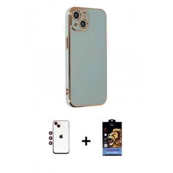 MARSİLYAN™- iPhone 14 Kılıf Yankı Serisi - Siyah Buffer Hayalet Cam Ekran Koruyucu + Shine Kamera Lens - KI