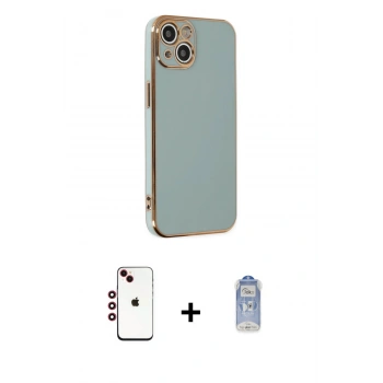 MARSİLYAN™- iPhone 14 Kılıf Yankı Serisi - Siyah Joko Magic 5D Cam + Shine Kamera Lens - KI