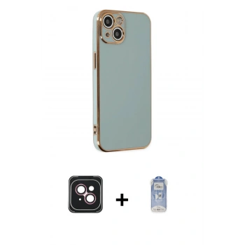 MARSİLYAN™- iPhone 14 Kılıf Yankı Serisi - Siyah Joko Magic 5D Cam + PVD Metal Kamera Lens - PE