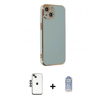 MARSİLYAN™- iPhone 14 Kılıf Yankı Serisi - Siyah Joko Magic 5D Cam + Shine Kamera Lens - SH