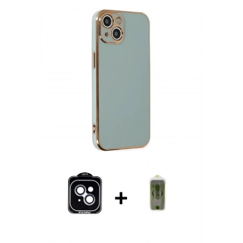 MARSİLYAN™- iPhone 14 Kılıf Yankı Serisi - Siyah Joko Magic 5D Hayalet Cam + PVD Metal Kamera Lens - MI