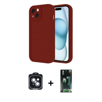MARSİLYAN™- iPhone 14 Kılıf Yankı Yansıma Özel Seri - Şeffaf 360 Full Body Arka Koruyucu + PVD Metal Kamera Lens - SH