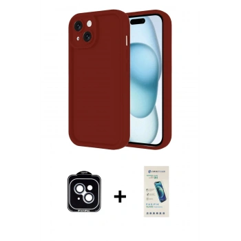 MARSİLYAN™- iPhone 14 Kılıf Yankı Yansıma Özel Seri - Şeffaf Pasifik Cam Ekran Koruyucu + PVD Metal Kamera Lens - MI