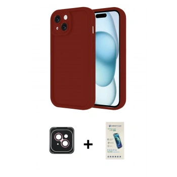 MARSİLYAN™- iPhone 14 Kılıf Yankı Yansıma Özel Seri - Şeffaf Pasifik Cam Ekran Koruyucu + PVD Metal Kamera Lens - PE