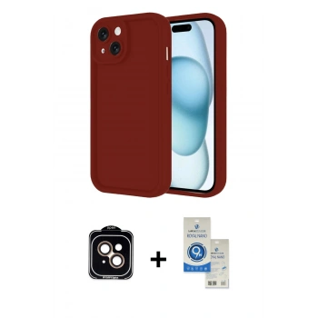 MARSİLYAN™- iPhone 14 Kılıf Yankı Yansıma Özel Seri - Şeffaf Royal Nano Ekran Koruyucu + PVD Metal Kamera Lens - TU