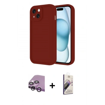 MARSİLYAN™- iPhone 14 Kılıf Yankı Yansıma Özel Seri - Siyah Bilvis 3D Mat Cam Ekran Koruyucu + Raze Metal Kamera Lens - MR