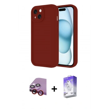 MARSİLYAN™- iPhone 14 Kılıf Yankı Yansıma Özel Seri - Siyah Bilvis 5in1 3D Magic Cam Ekran Koruyucu + Raze Metal Kamera Lens - KI