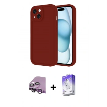 MARSİLYAN™- iPhone 14 Kılıf Yankı Yansıma Özel Seri - Siyah Bilvis 5in1 3D Magic Cam Ekran Koruyucu + Raze Metal Kamera Lens - MR