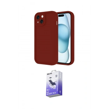 MARSİLYAN™- iPhone 14 Kılıf Yankı Yansıma Özel Seri - Siyah Bilvis 5in1 5D Magic Hayalet Cam Ekran Koruyucu