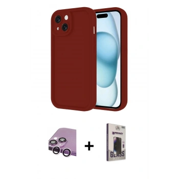 MARSİLYAN™- iPhone 14 Kılıf Yankı Yansıma Özel Seri - Siyah Bilvis Hayalet Cam Ekran Koruyucu + Raze Metal Kamera Lens - MR