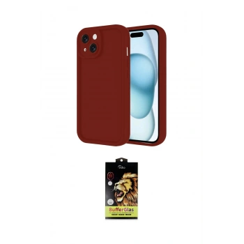 MARSİLYAN™- iPhone 14 Kılıf Yankı Yansıma Özel Seri - Siyah Buffer Cam Ekran Koruyucu