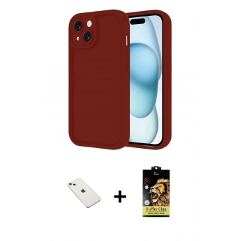 MARSİLYAN™- iPhone 14 Kılıf Yankı Yansıma Özel Seri - Siyah Buffer Cam Ekran Koruyucu + Diamond Kamera Lens - SABE