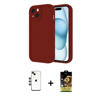 MARSİLYAN™- iPhone 14 Kılıf Yankı Yansıma Özel Seri - Siyah Buffer Cam Ekran Koruyucu + Shine Kamera Lens - YL