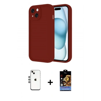 MARSİLYAN™- iPhone 14 Kılıf Yankı Yansıma Özel Seri - Siyah Buffer Hayalet Cam Ekran Koruyucu + Shine Kamera Lens - GS