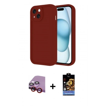 MARSİLYAN™- iPhone 14 Kılıf Yankı Yansıma Özel Seri - Siyah Buffer Hayalet Cam Ekran Koruyucu + Raze Metal Kamera Lens - KI