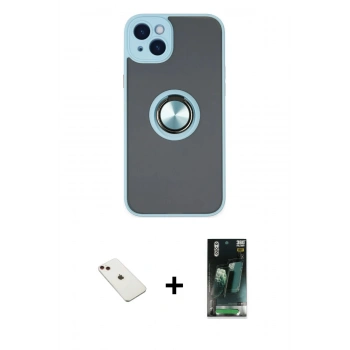 MARSİLYAN™- iPhone 14 Kılıf Yörünge Çizgi - Şeffaf 360 Full Body Arka Koruyucu + Diamond Kamera Lens - KI