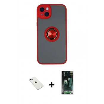 MARSİLYAN™- iPhone 14 Kılıf Yörünge Çizgi - Şeffaf 360 Full Body Arka Koruyucu + Diamond Kamera Lens - SABE