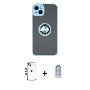 MARSİLYAN™- iPhone 14 Kılıf Yörünge Çizgi - Siyah Joko Magic 5D Cam + Shine Kamera Lens - GI