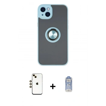 MARSİLYAN™- iPhone 14 Kılıf Yörünge Çizgi - Siyah Joko Magic 5D Cam + Shine Kamera Lens - GD