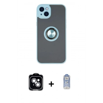 MARSİLYAN™- iPhone 14 Kılıf Yörünge Çizgi - Siyah Joko Magic 5D Cam + PVD Metal Kamera Lens - GS